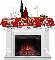 Vista 8 de Bufanda de Navidad gris para chimenea, muñeco de nieve gris para chimenea, decoración de mantel de Navidad con copo de nieve de invierno, cubierta