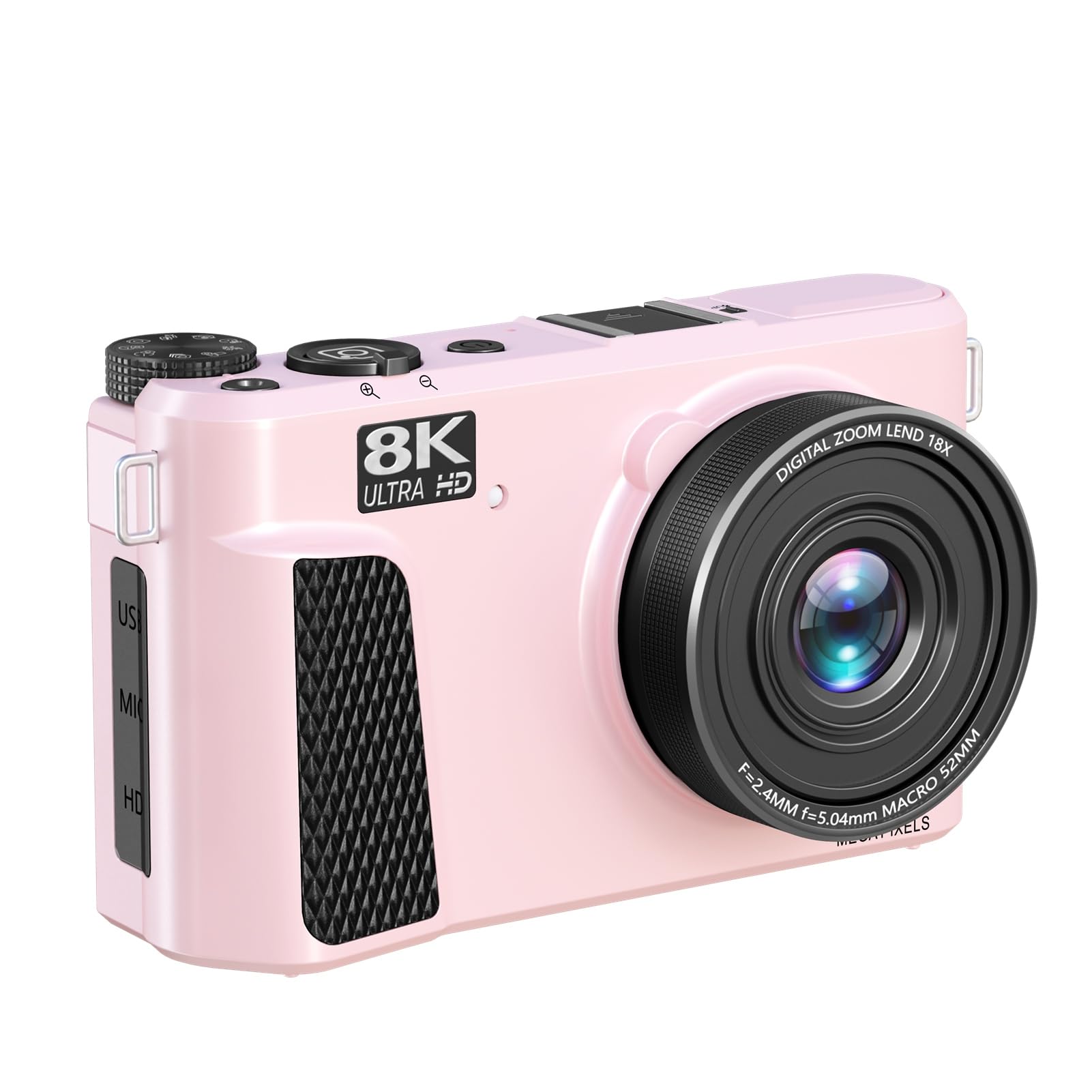 Generic Fotocamera Mirrorless WiFi da 88 MP 8K con Messa a Fuoco Automatica Zoom 18X con Doppia Batteria per Hobbisti e Principianti (PINK)