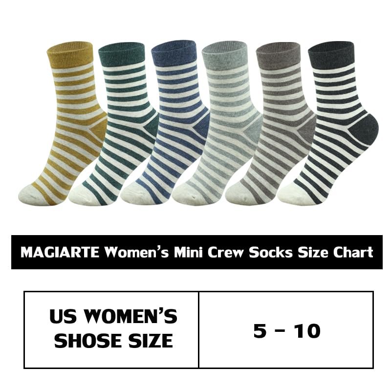 Image of MAGIARTE Womens Mini Crew Cotton Socks,6 Pairs | Anti-pilling Cotton, Casual Athletic, Quarter Calf, Moisture Wicking,Gift box packaging