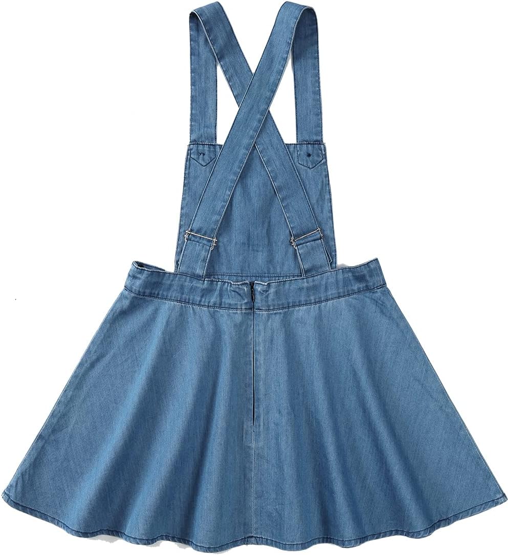 CutiePlusU Button Crotch Onesie Adult Romper Bodysuit Costume- Despicable Denim Overalls Skirt Set