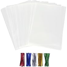 50Pcs Cellophane Bags, Cello Cellophane Treat Bags 4x6 Plastic Gift Bags for Packaging Cookies, Pretzel Rod, Sandwich, Candy, Chocolate, Clear Party Favor Bags with Ties