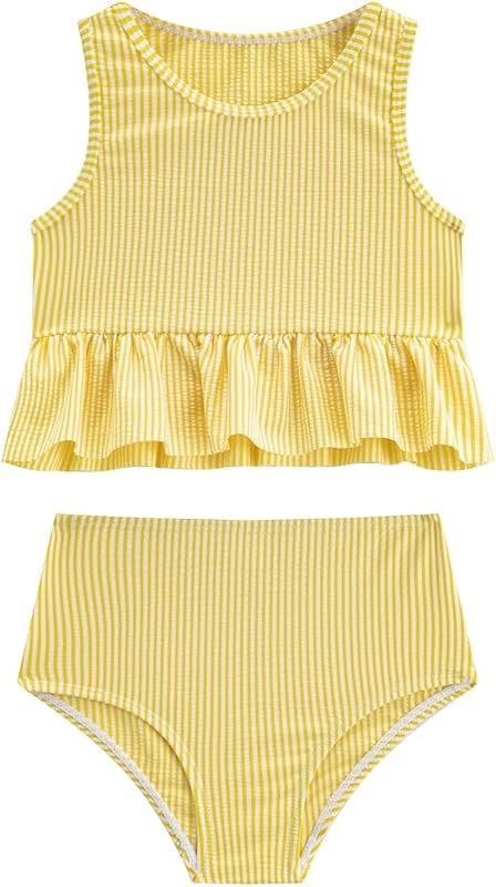 Girls Two Piece Swimwear Striped Swimsuit for Kids Girls Swimsuit Tankini Set