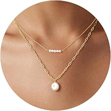 Yoosteel Gold Pearl Necklaces for Women - Dainty 14K Gold Plated Pearl Choker Pendant Necklace for Women Trendy Gold Simple Elegant Necklaces Bridesmaid Wedding Gifts Jewelry