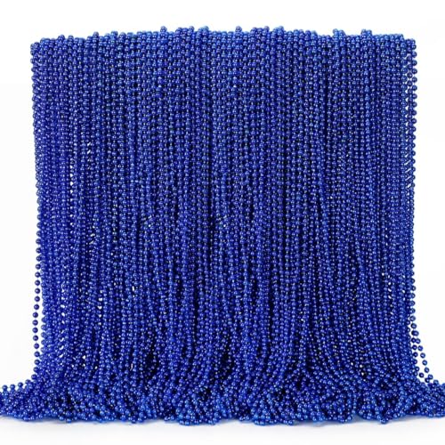 Image of EOBOH 144PCS Mardi Gras beads, Christmas Bead Necklaces Stuff, 33 inch Mardi Gras Beads Necklace Costume, Festival Parade Throw Accessories for Gender Reveal Wedding Birthday Party Events Supplies