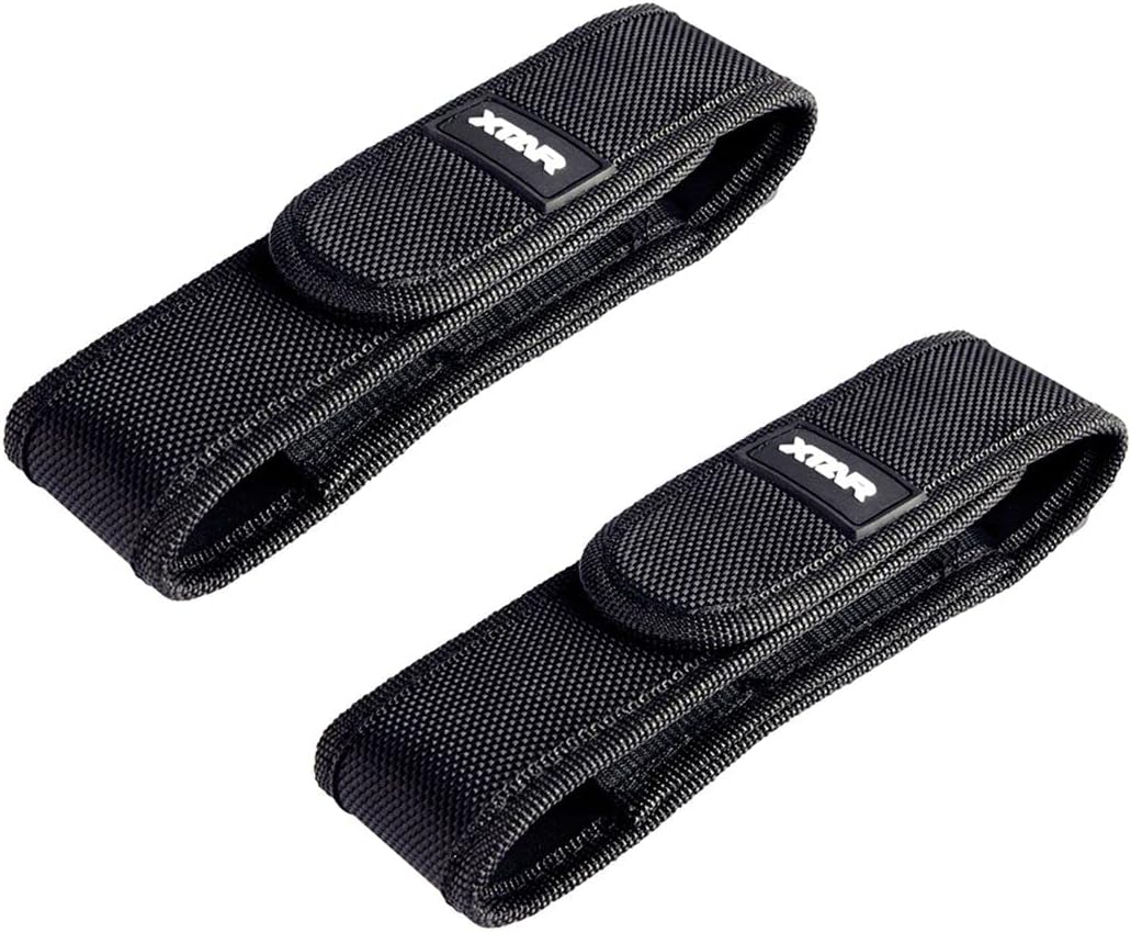 XTAR 2-Pack Nylon Flashlight Pouch Holster,Flexible Adjustment Flashlight Carry Case Holder for for Most Brands Size 5.9"-6.4" Flashlight