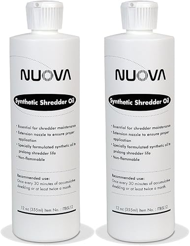 Nuova - Aceite para triturar papel sintético de 2 botellas, 12 onzas, botella con tapa abatible