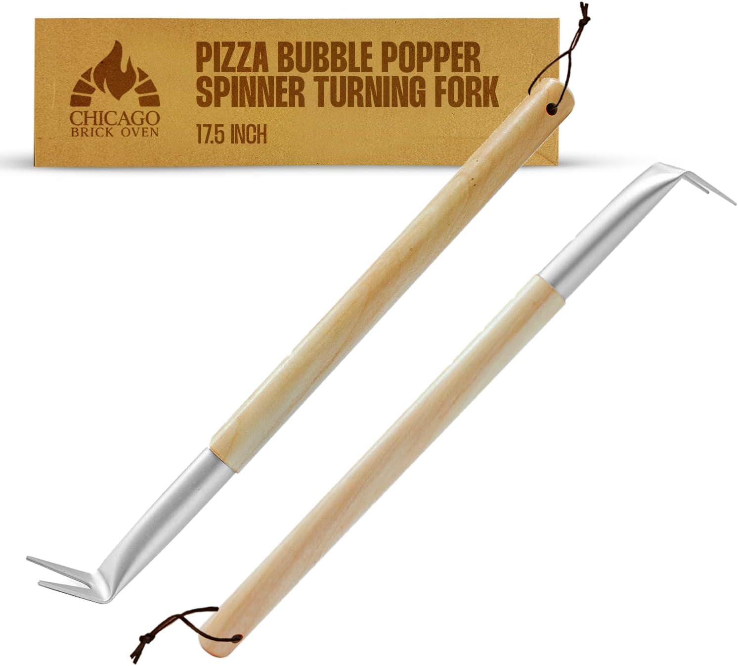 Pizza Bubble Popper Spinner Turning Fork Aluminum 17.5 inch with Wooden Handle and Leather Strap (2-Pack), Pizza Turner Peel – Outdoor Pizza Oven Accessories Pizza Bubble Popper Spinner Turning Fork Aluminum 17.5 inch with Wooden Handle and Leather Strap (2-Pack), Pizza Turner Peel – Outdoor Pizza Oven Accessories