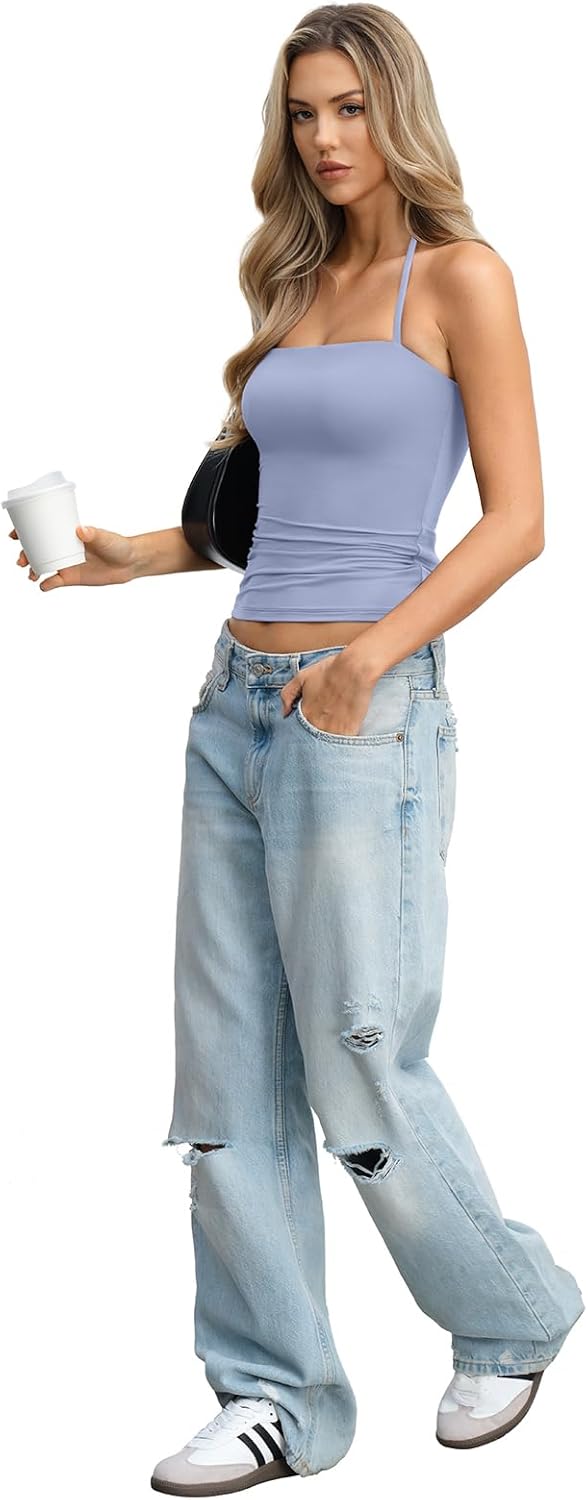 Womens Padded Halter Tank Top Double Lined Backless Tops Y2k Going Out Slim Fit Shirts Sexy Summer Outfits 2026 - Image 6