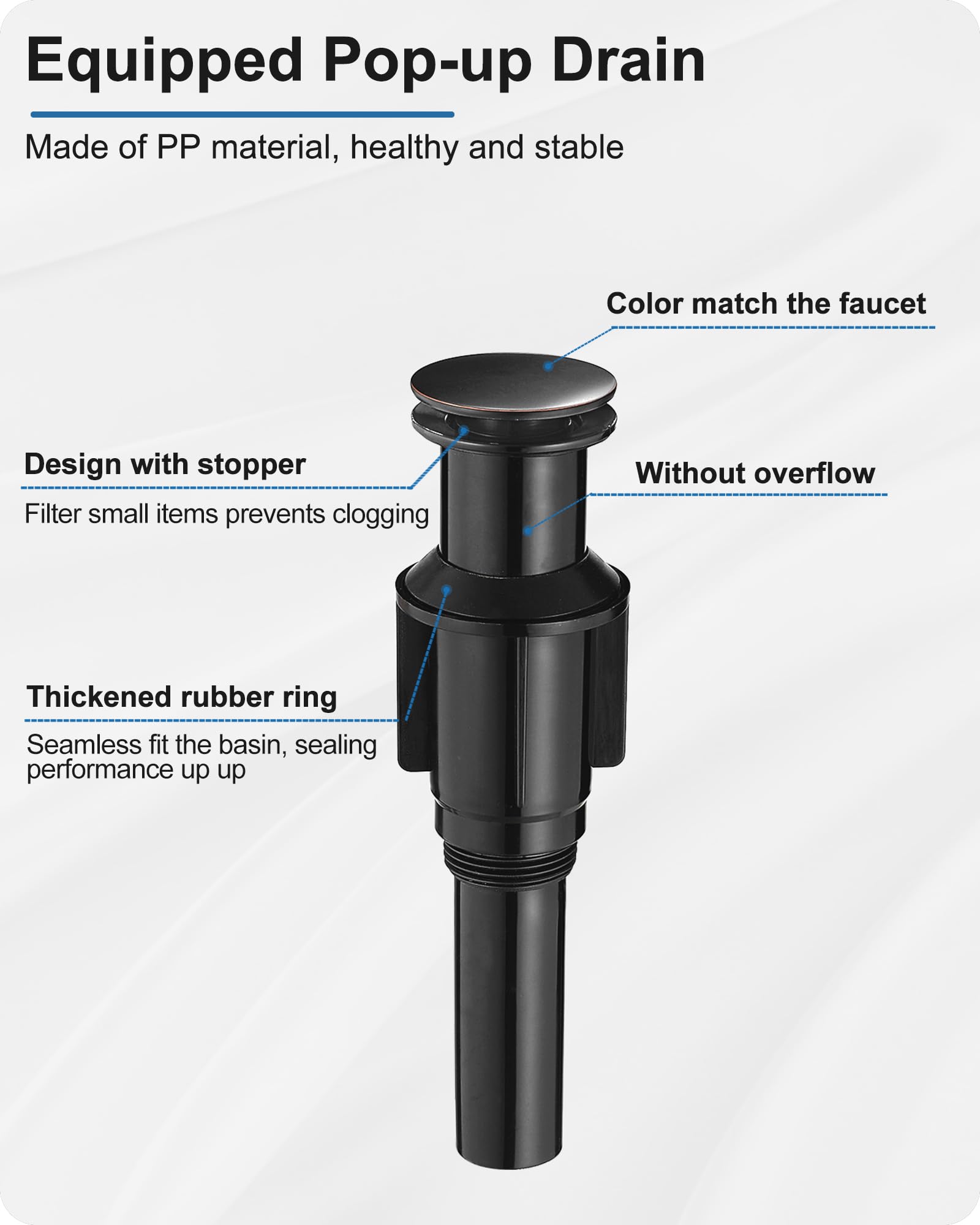 Waterfall Vessel Sink Faucet Oil Rubbed Bronze Brass Tall Bathroom Faucet with Pop-up Drain cUPC Supply Hoses Single — view 7