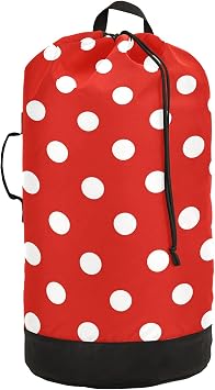 Red Polka Dot Laundry Bag Large Heavy Duty Laundry Backpack with Shoulder Straps Waterproof Laundry bag for Traveling Camp Dirty Clothes Organizer for College Students