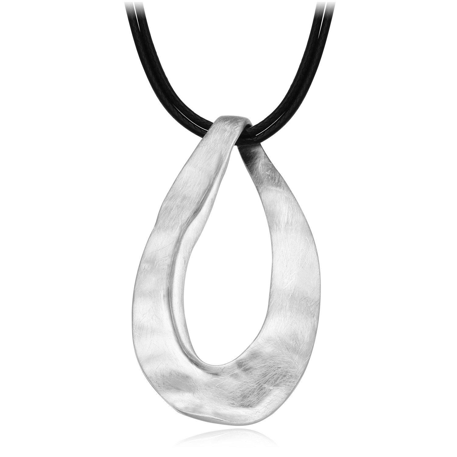 HONGYE JEWELRY Drawing Brushed Oval Hollow Pendant Necklace Women