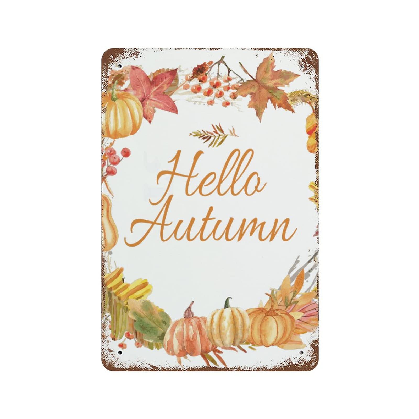 Panneau automne en aluminium 30x45 cm de style ferme avec motif feuille d érable pour maison