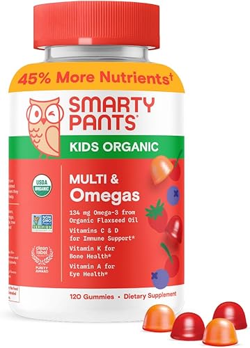 Miniatura 11 de SmartyPants Gomitas multivitamínicas para niños, sin azúcar: Omega 3 (ALA), vitamina D3, C, vitamina B12, B6, A, K y zinc para apoyo inmunológico