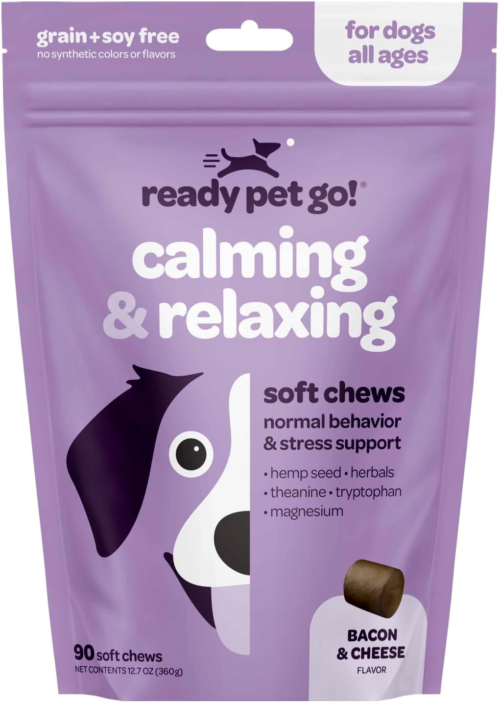 Dog Calming Treats for Anxiety and Separation | Herbal Hemp Calming Chews for Dogs Anxiety & Stress Support with Chamomile Valerian and L-Theanine | Fast Acting Calming Hemp Chews for Dogs | 90 Chews