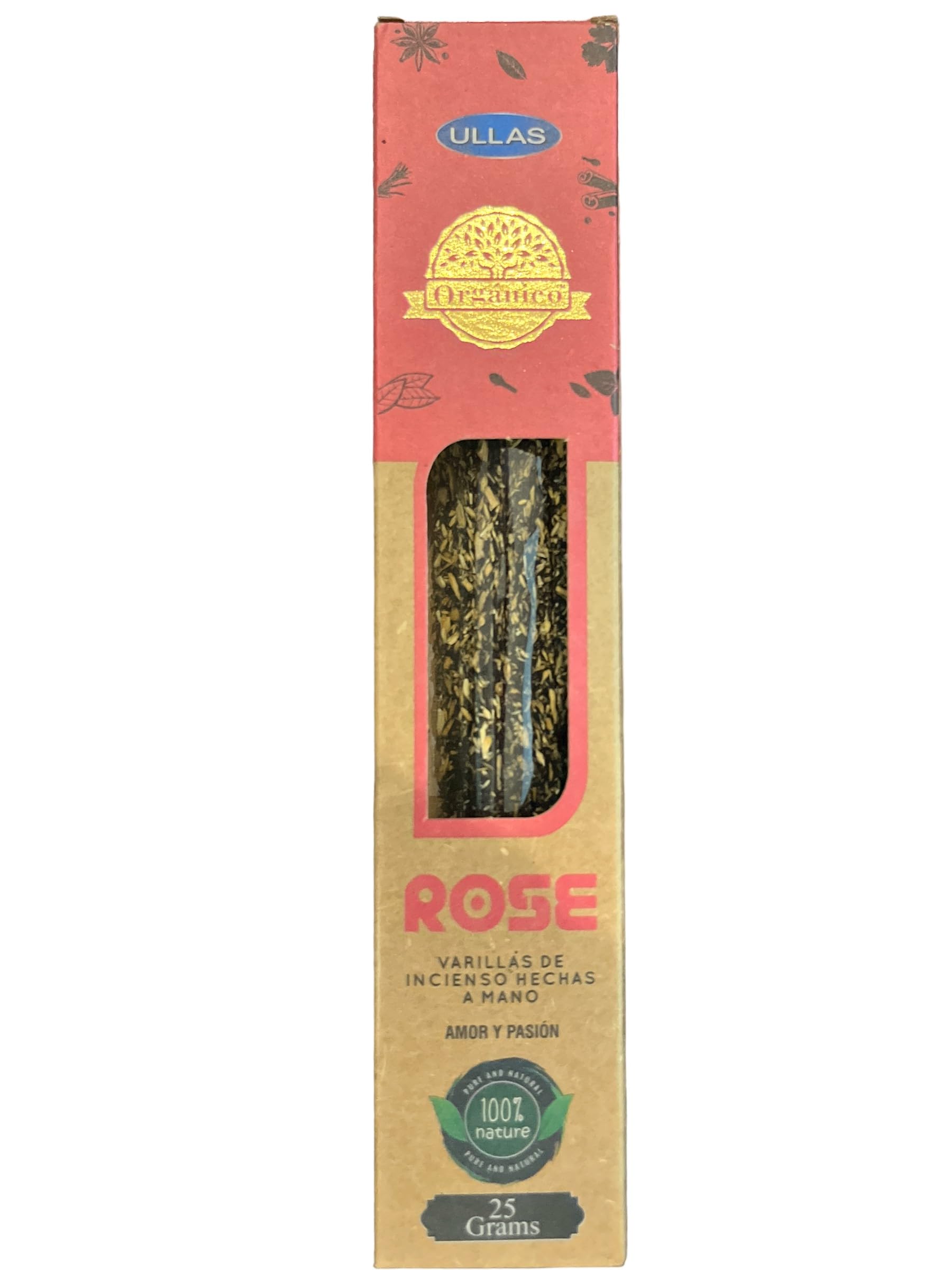 Incenso Biologico - ULLAS - Fatto a Mano - 25 g - Prodotto in India - 100% Naturale - 1 scatola (Ruda
