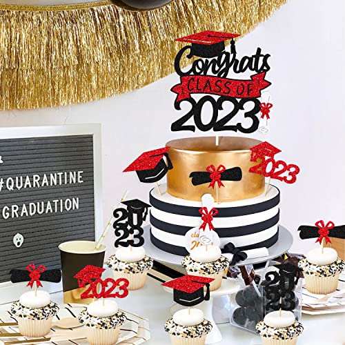 Graduation Cupcake Toppers Congrats Class Of 2023 Cake Decoration For Congrats Grad Themed Graduation Cap Diploma Cake Decorations I’m Done Party Supplies 31 Pcs Sparkly Glitter Décor #TOP6