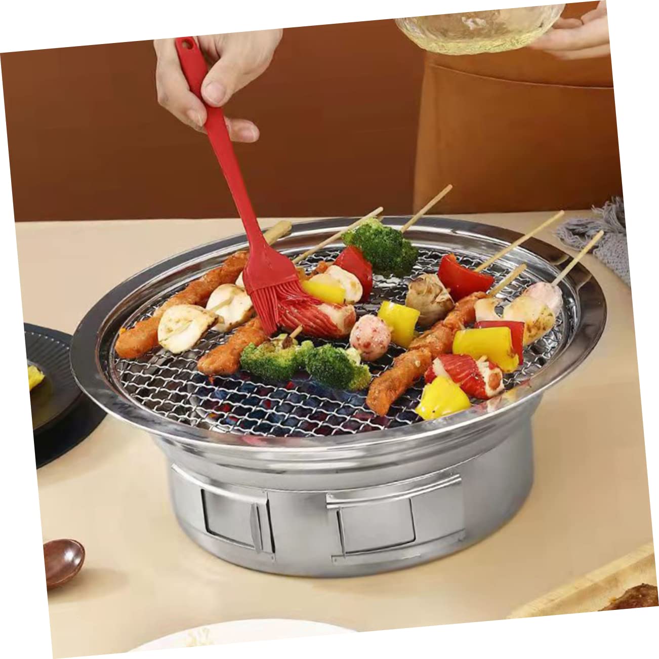 Toyvian Plancha Para Barbacoa Coreana Estufa Portátil Parrilla Para Asar Estufa Para Barbacoa Suministros Para Fabricada Acero Inoxidable Resistente y Duradera Para Parrilladas Calentar y