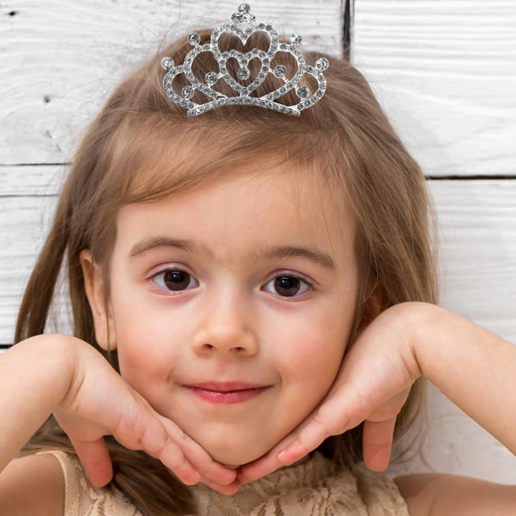 minkissy Rhinestone Crown Comb for Kids Girls Small Tiara Hair Comb Lightweight Headdress for Dance Recitals and Performances Secure Princess Hair Accessory
