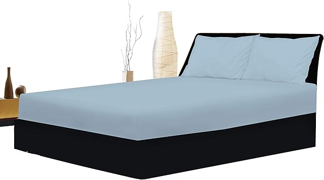 Hotel Quality Poly Cotton Bed Sheet 40CM Extra Deep Fitted Sheet Sky Blue Single Bed Size (Sky, Single)