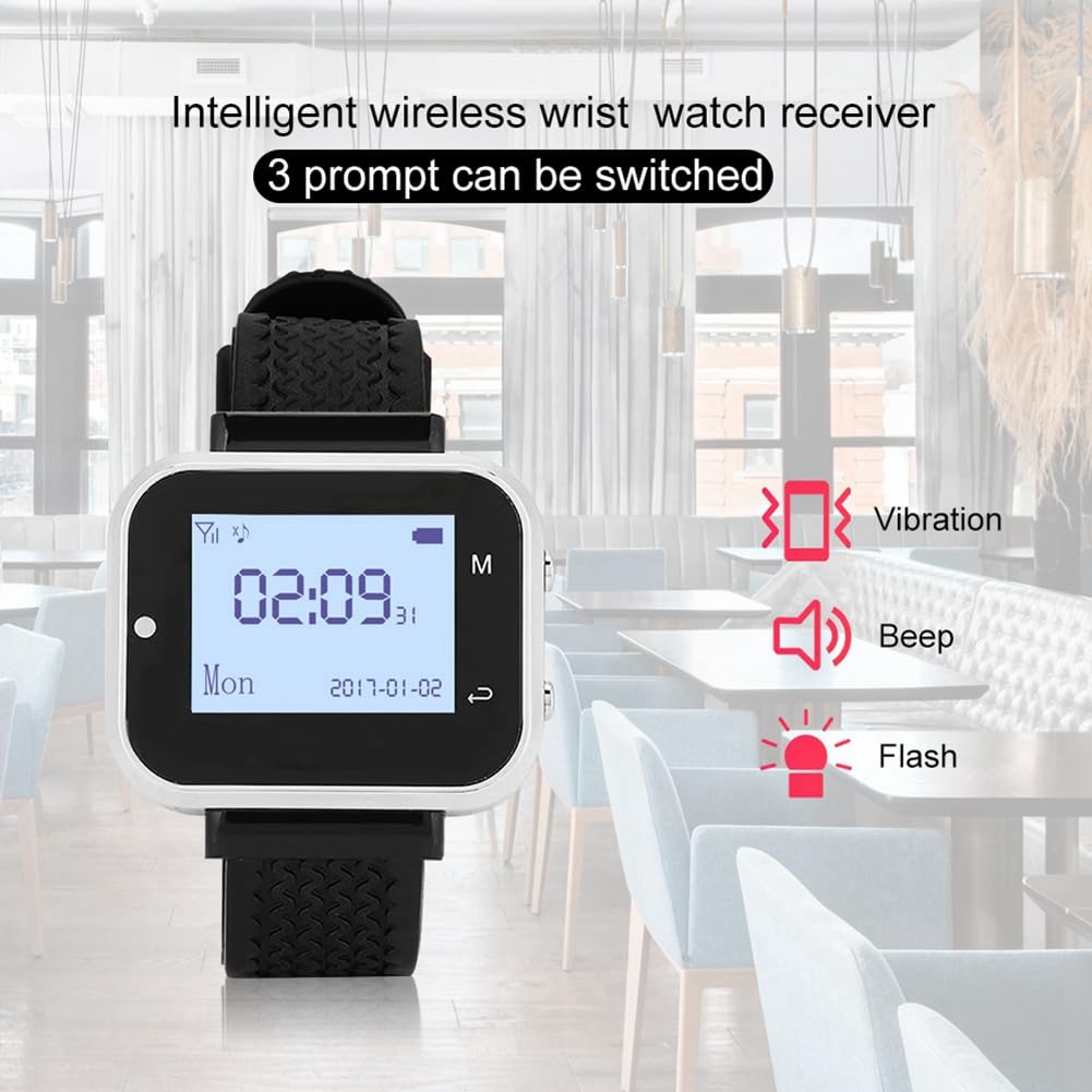5 pulsanti di chiamata, 1 cercapersone, braccialetto di chiamata wireless per ristorante, trasmettitore cercapersone, servizio barista caffetteria, campanello A