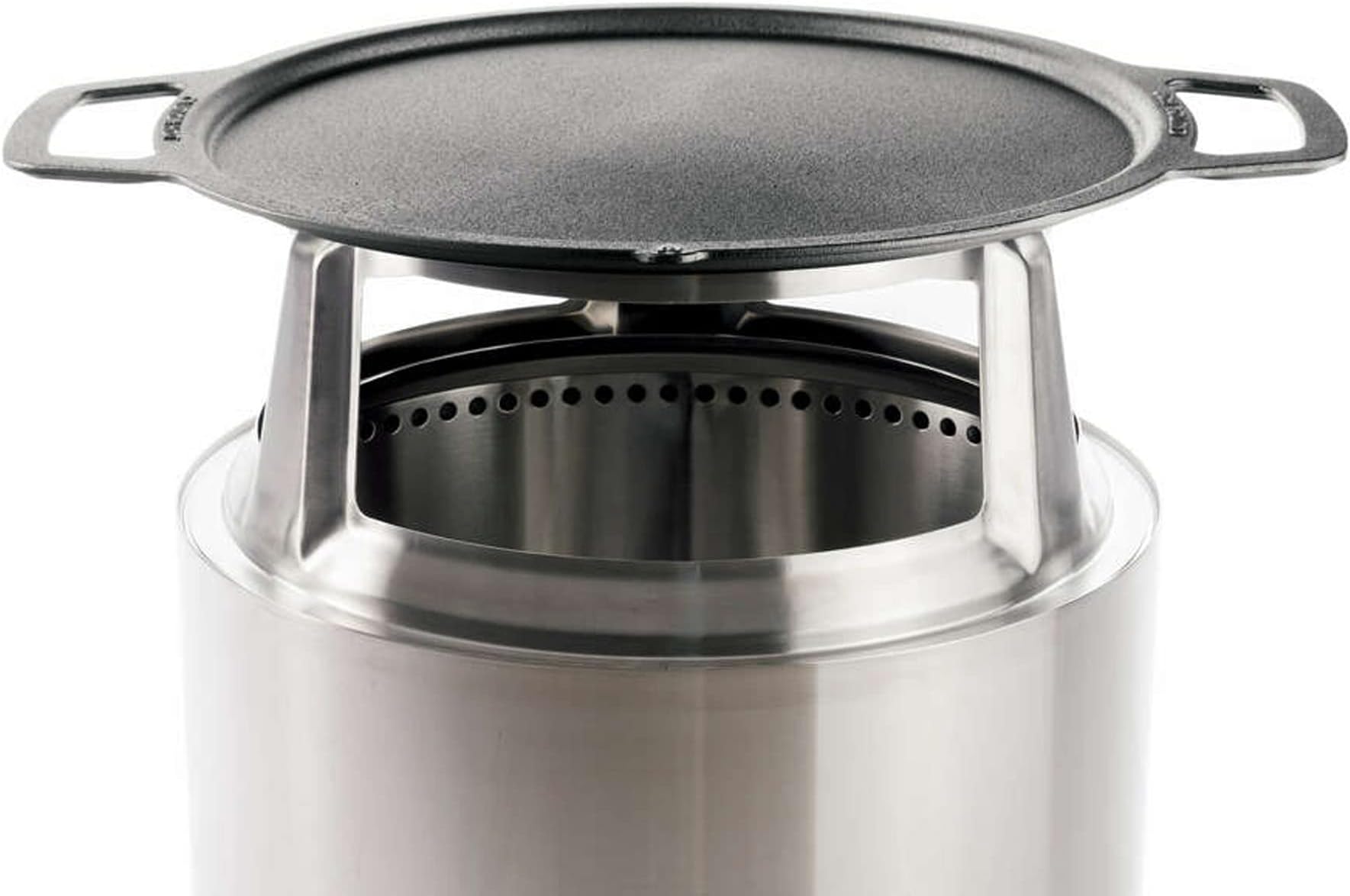 Solo Stove Bonfire Griddle + Hub, Cast Iron Cookware with Stainless Steel Hub for 8” Elevation, Addition to Bonfire fire Pit, Weight: 19.5lbs, Cooking Surface Diameter 17.75"