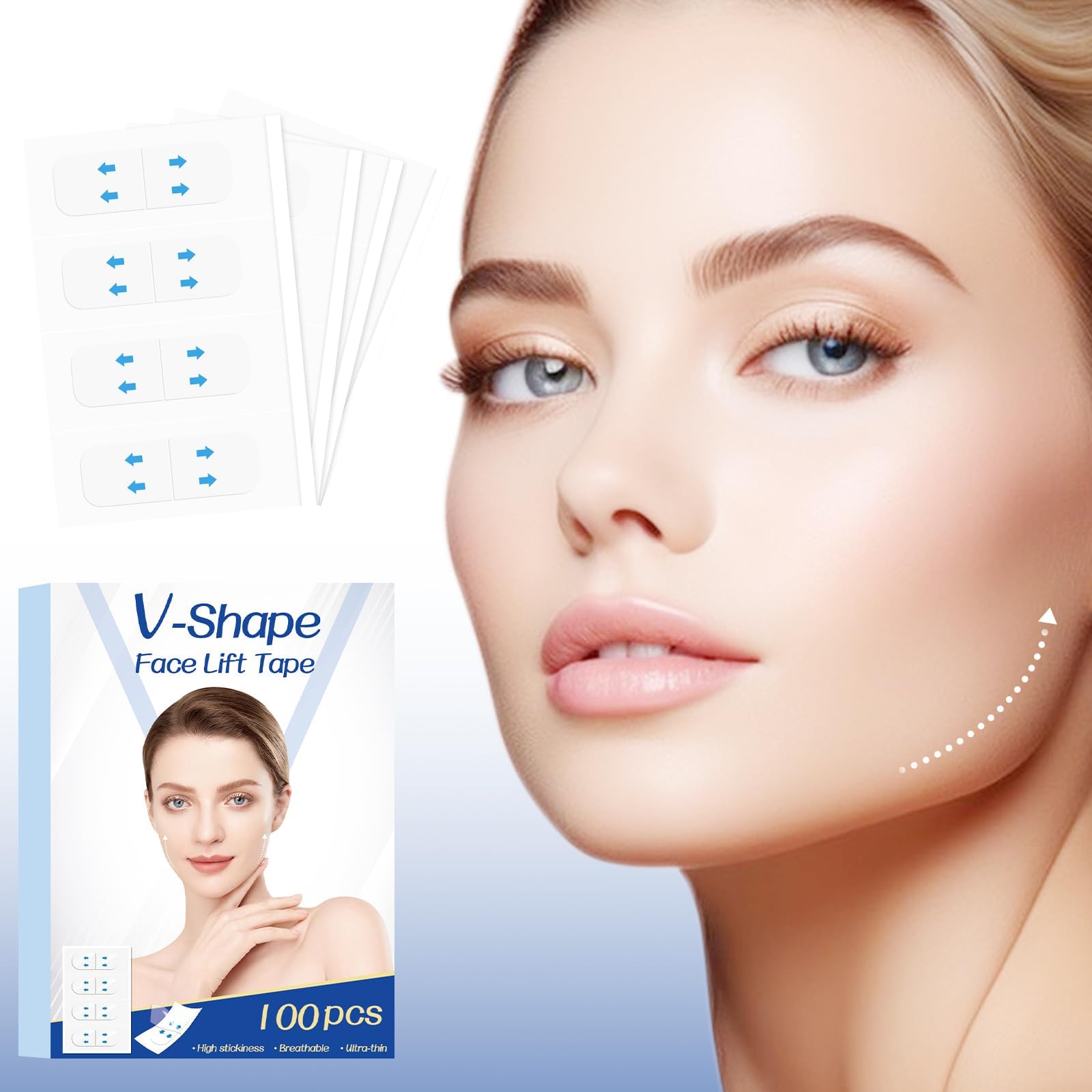 Nefasura Face Lift Tape Invisible,100PCS Face Tape Lifting