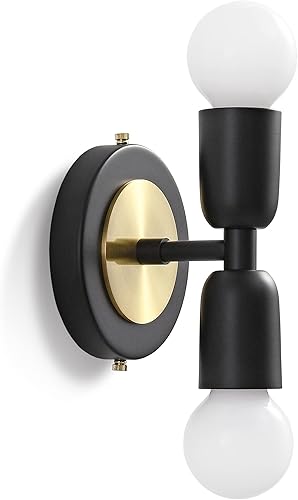 Luna Duo - Lámpara de pared de 2 luces, accesorio moderno de mediados de siglo para pared y techo, lámpara Edison minimalista para pasillo y tocador