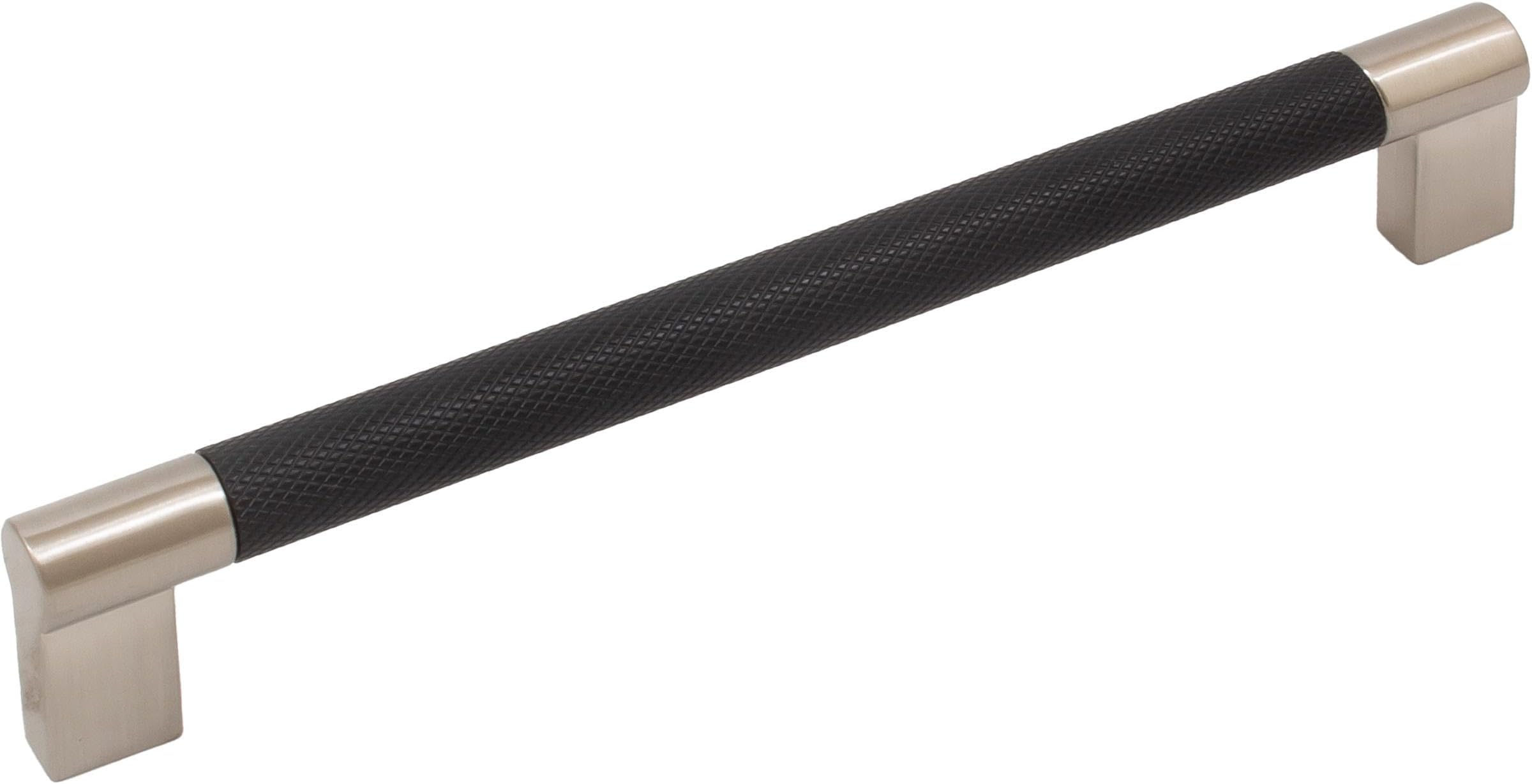 Stone Harbor Hardware Urban Cabinet Pull, 160 Millimeters, Matte Black with Satin Nickel Ends
