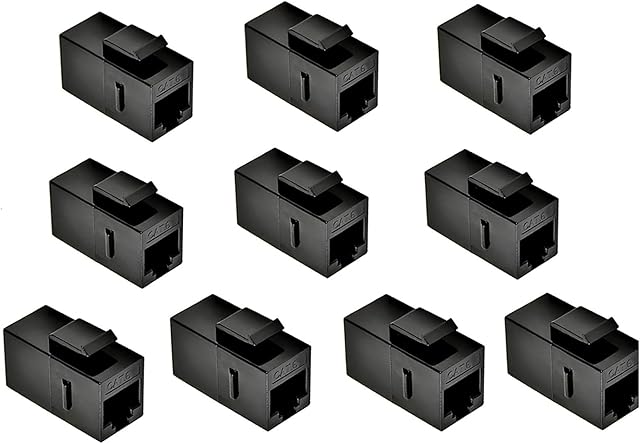 RJ45 Coupler, MOERISICAL CAT6 Keystone Jack F to F Straight Unshielded In-Line Cat 6 Ethernet Module(10pcs, Black)