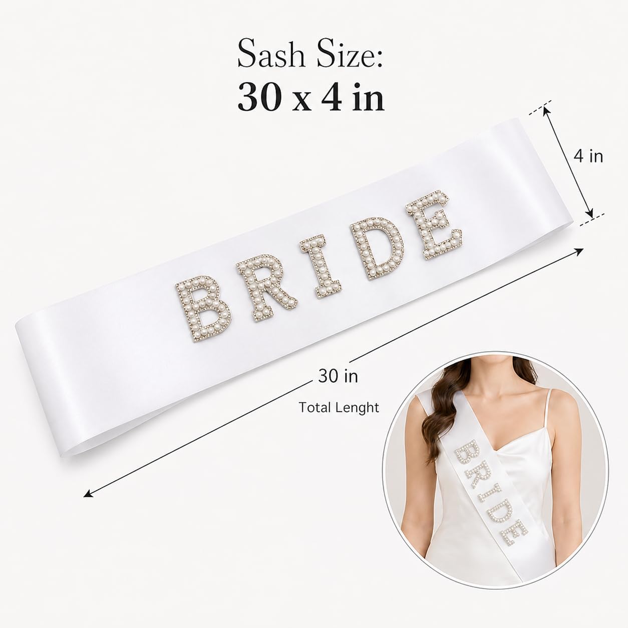 Bride to Be Veil and Sash Set, Pearl Bachelorette Veil with Bow White Satin Bride Sash, Bachelorette Party Decorations Bridal Shower Gift