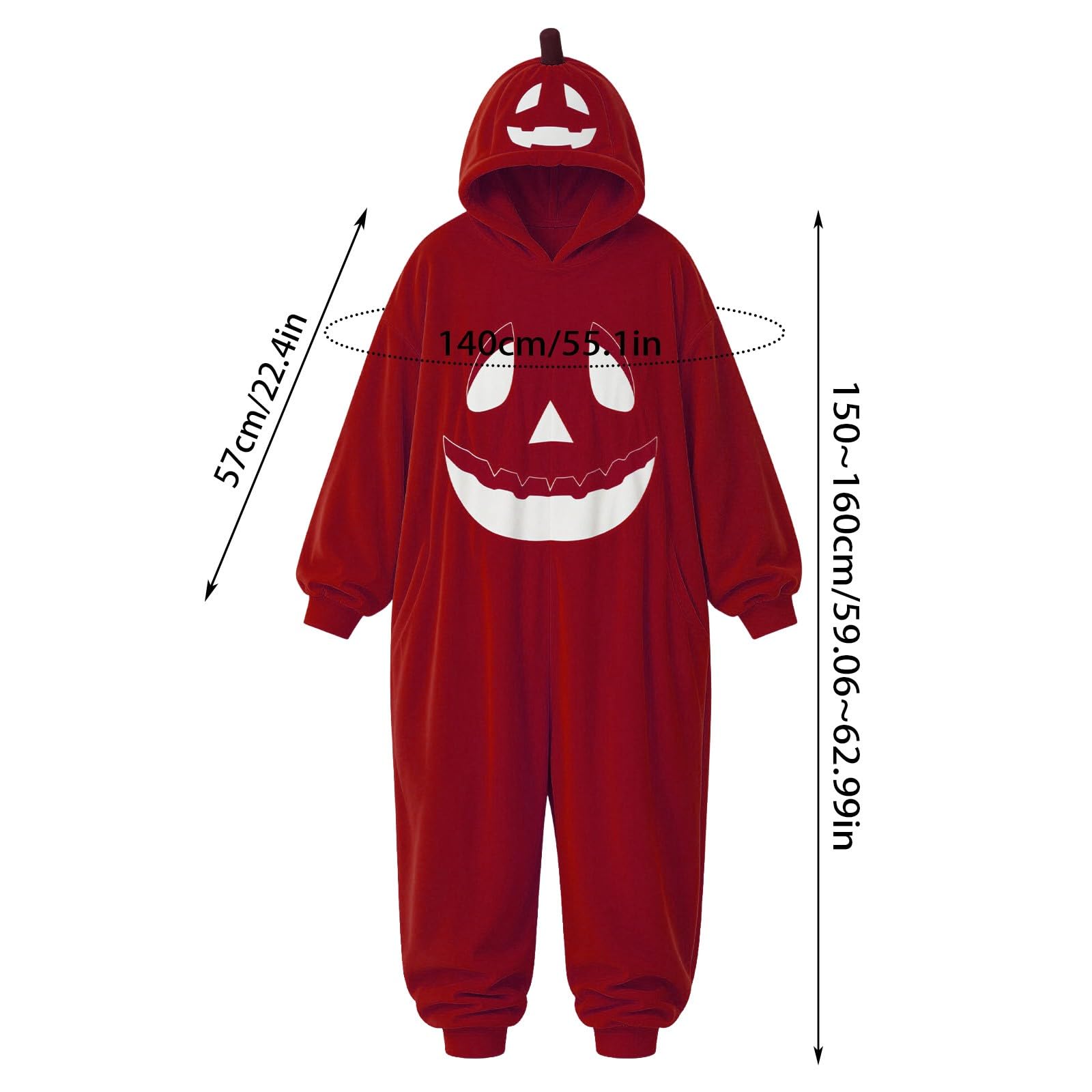Genérico Pijama Unisex de Felpa para Adultos, Pumpkin Adult Onesie, Disfraz de Mono de una Pieza para Halloween, Traje de Cosplay para Mujeres y Hombres, Unisex, Cosplay, Ropa para Estar por casa