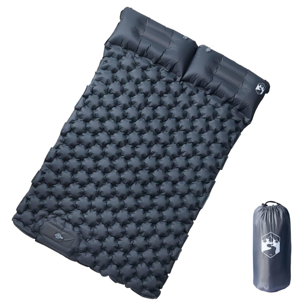 Colchoneta doble autoinflable con cojín, 195 x 130 x 8,5 cm, revestimiento de nailon 40D TPU, impermeable, ultraligera, compacta, ideal para camping, al aire libre, trekking, viajes