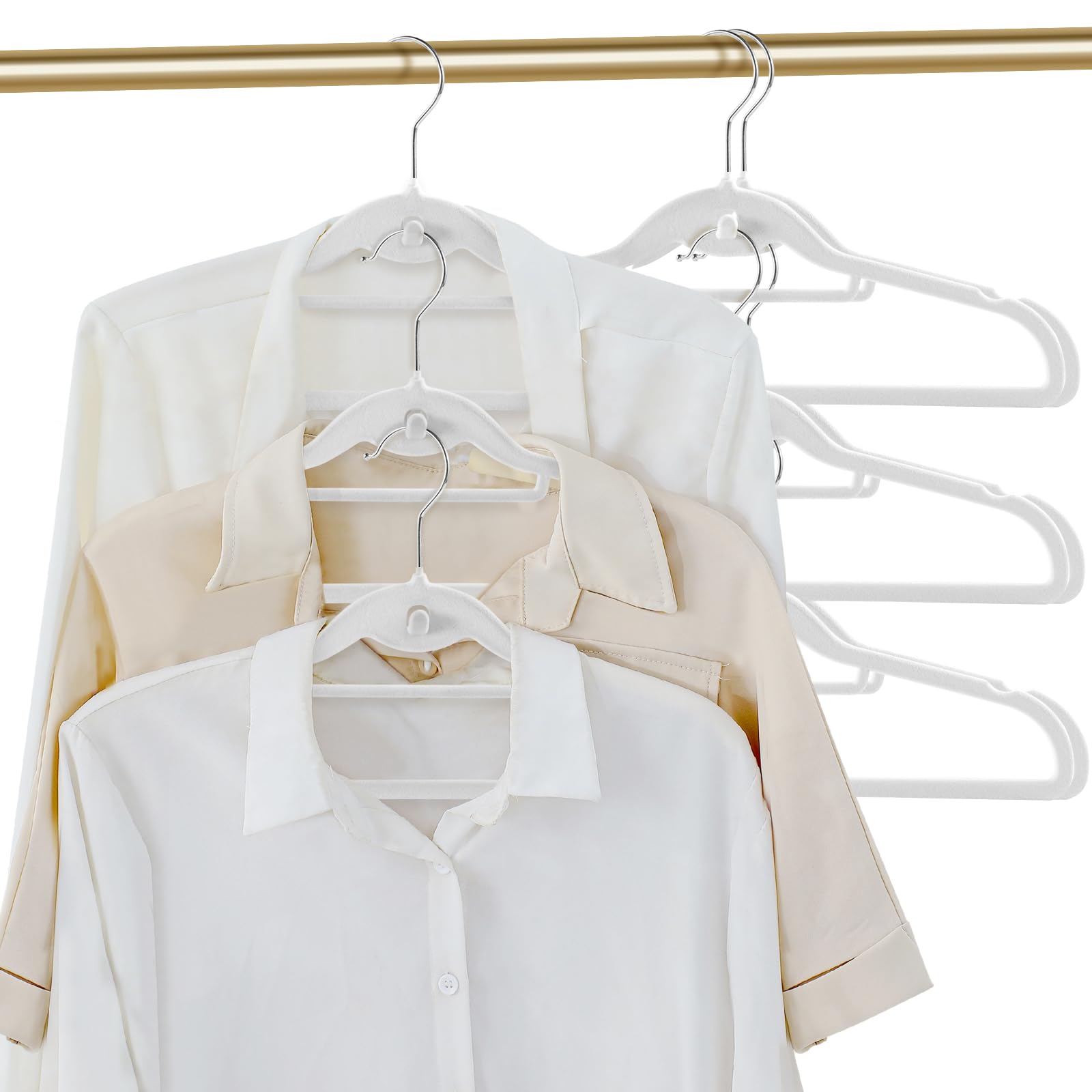 Set 10 Clip Appendiabiti In Velluto Per Pantaloni, Colore Bianco - Clip In Plastica Con Superficie Floccata Antiscivolo