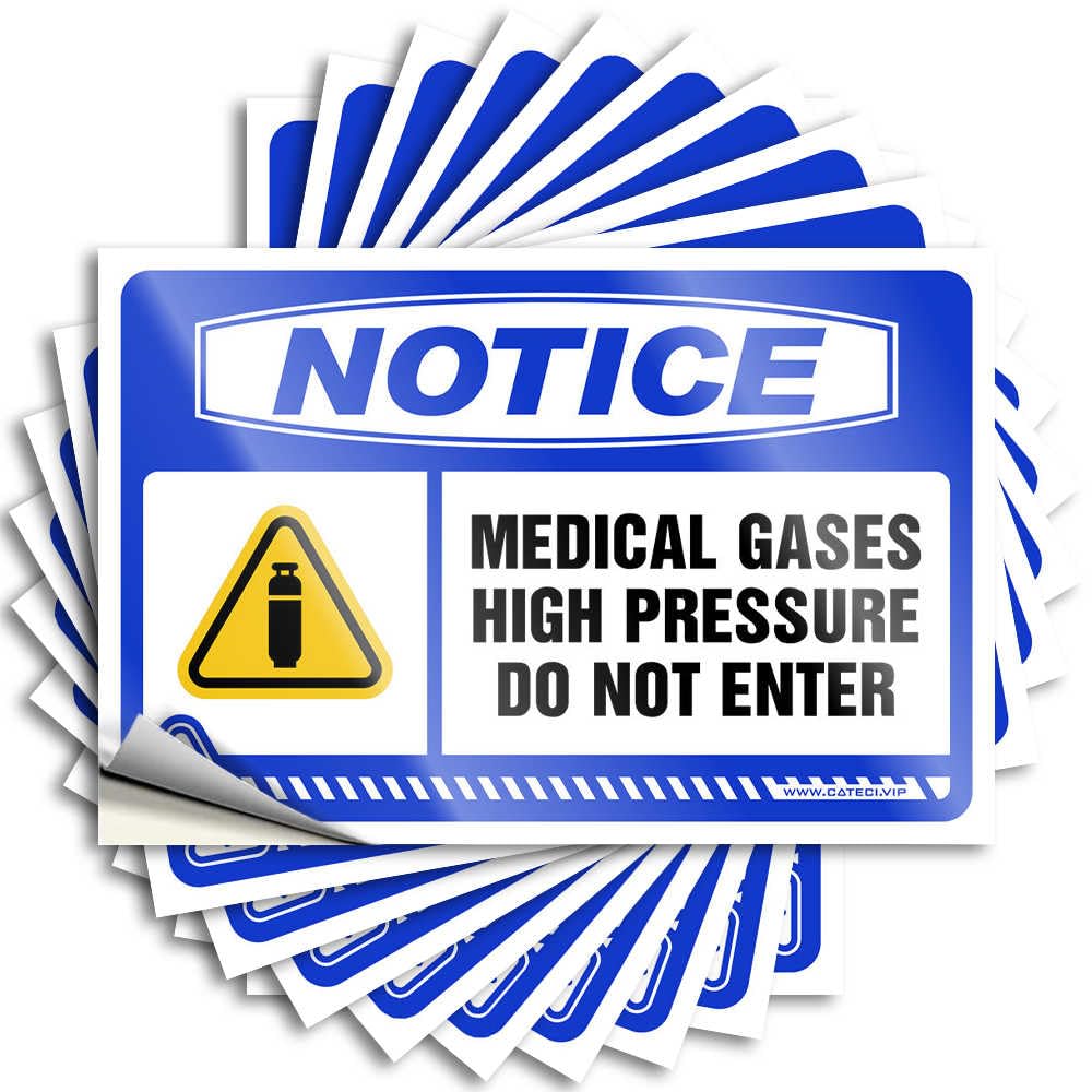 Funky Room Decor Accessories Decal - Notice Medical Gases High Pressure Do Not Enter Scented Durable Sticker Easy Apply for Race Decor(8X12CM)