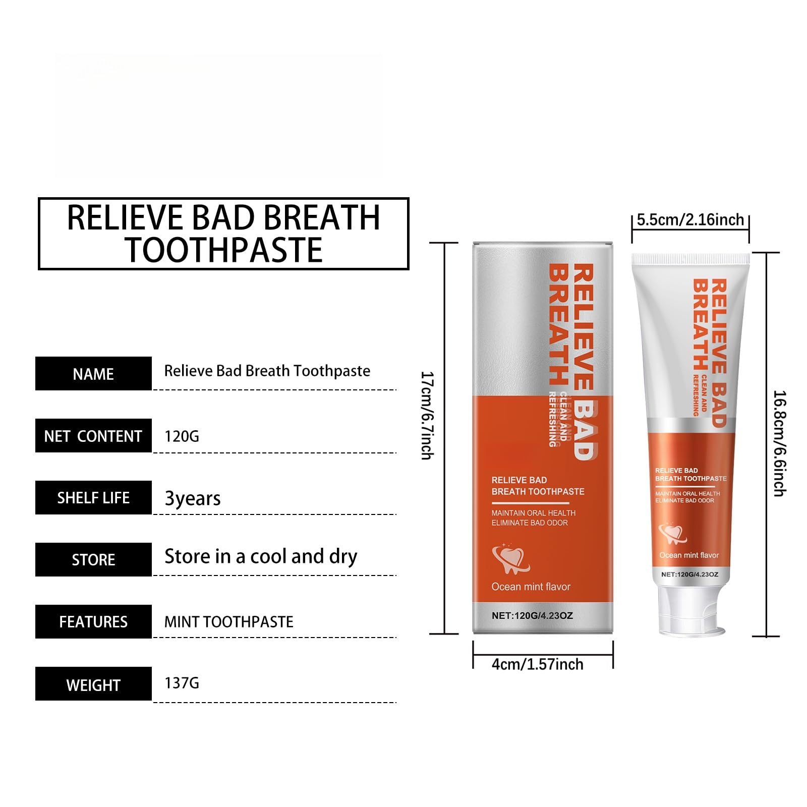 Dentifricio delicato e pulito con estratto di gelsomino e vitamina C for gengive sensibili, alito fresco alla menta, cura dello smalto, sbiancante - 6 once(3pcs)