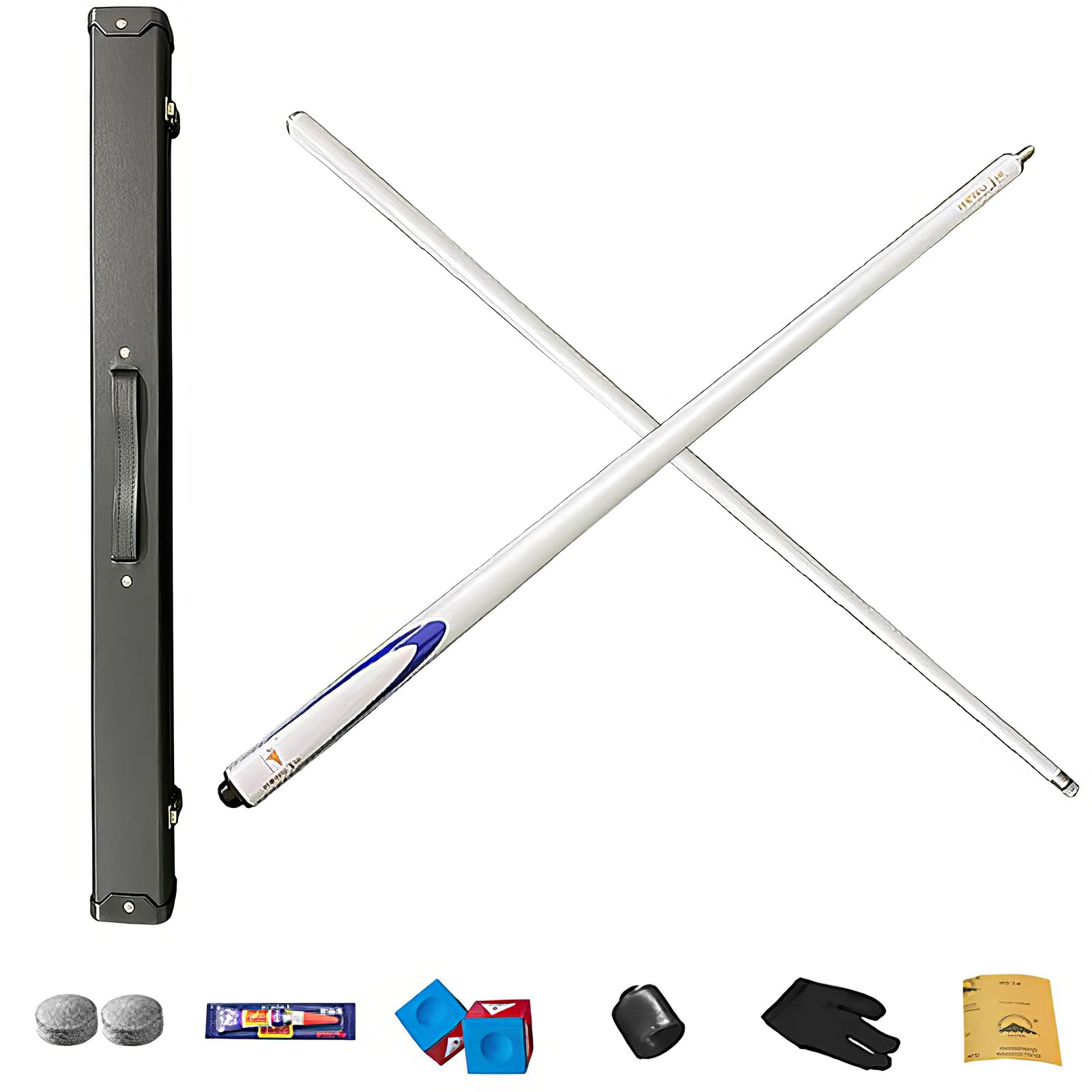Queue de billard articulée 1/2 haut de gamme 58" blanche et son étui rigide