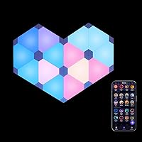 Vista 1 de Paneles de luz cuántica triangulares, luces de pared LED para juegos y decoración de hogar inteligente con sincronización de música, luz nocturna