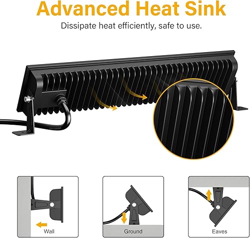 Vista 7 de Onforu Luces LED para tienda, 90 W, 10000 lm, luces de trabajo LED ultra brillantes con enchufe, luz blanca de garaje de 6500 K, iluminación