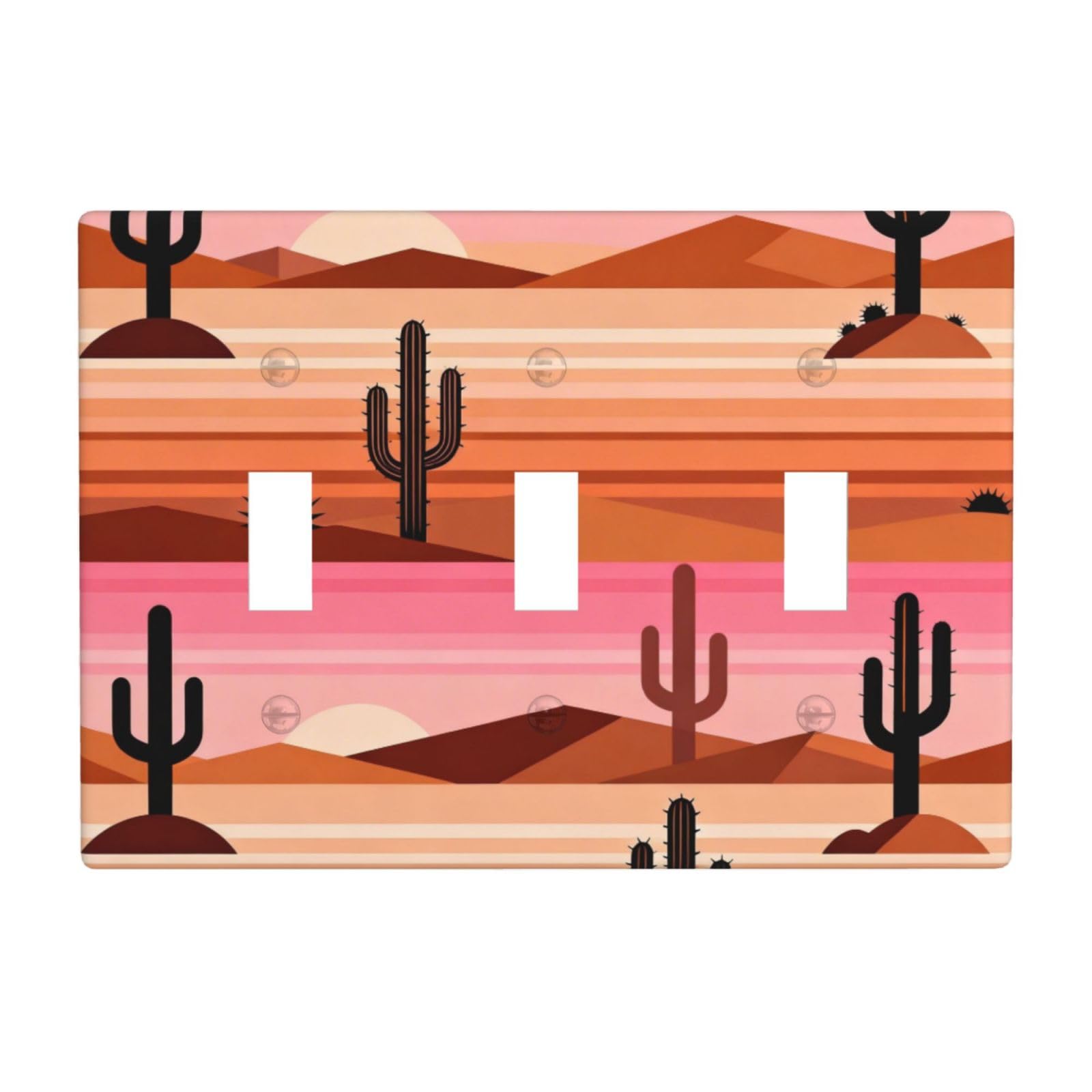 Desert Style 3 Gang Switch Plate Cover-Unbreakable Polycarbonate Wall Plate, Heat Resistant Toggle Switch Decor for Home