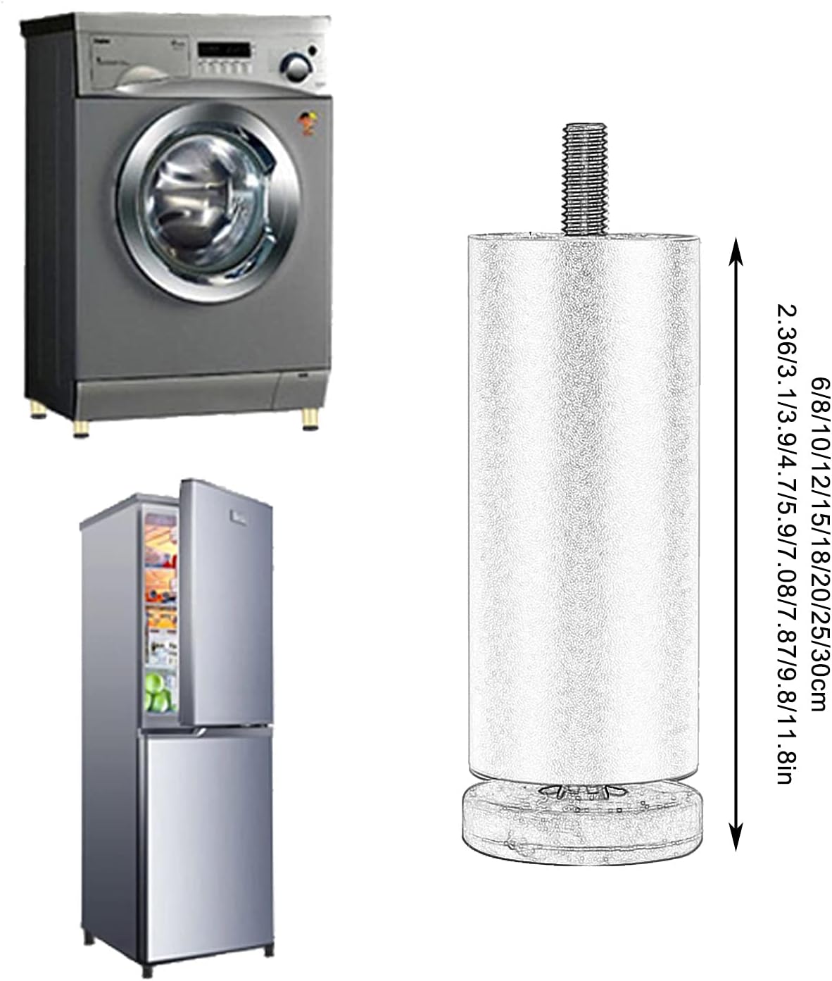 Furniture Legs Adjustable 4 Pcs, Thick Metal Table Legs Furniture Legs, Suitable for DIY Desk Legs for Tv Cabinets, Sofas, Cabinets, Beds, Coffee Feet, with Screws,Black-15cm/5.9in