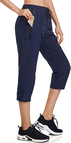Miniatura 2 de Ksmien Pantalones Capri de Senderismo Ligeros para Mujer de Secado Rápido Entrenamiento Cargo Capris Resistente al Agua UPF 50+ Bolsillos con