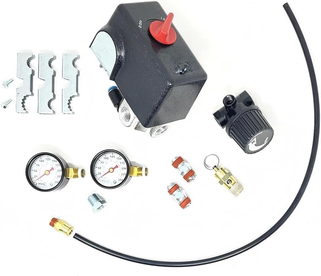 CW301300SJ Air Compressor Pressure Switch Conversion Kit - for CONDOR Pneumatic tools parts CW208102AV 33MH97 CW301300AJ - Pressure switch control Kit Replacement - 95-125 PSI 1/4" female pipe thread