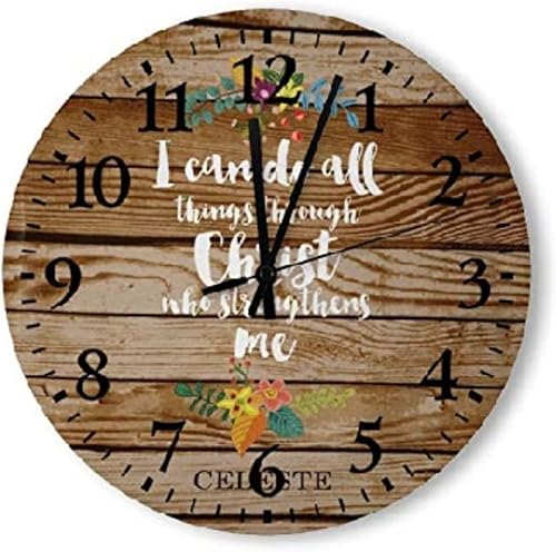 ArogGeld Reloj de pared con versículo bíblico, reloj de madera cristiana de 10 pulgadas, silencioso, sin tictac, funciona con pilas, para sala de