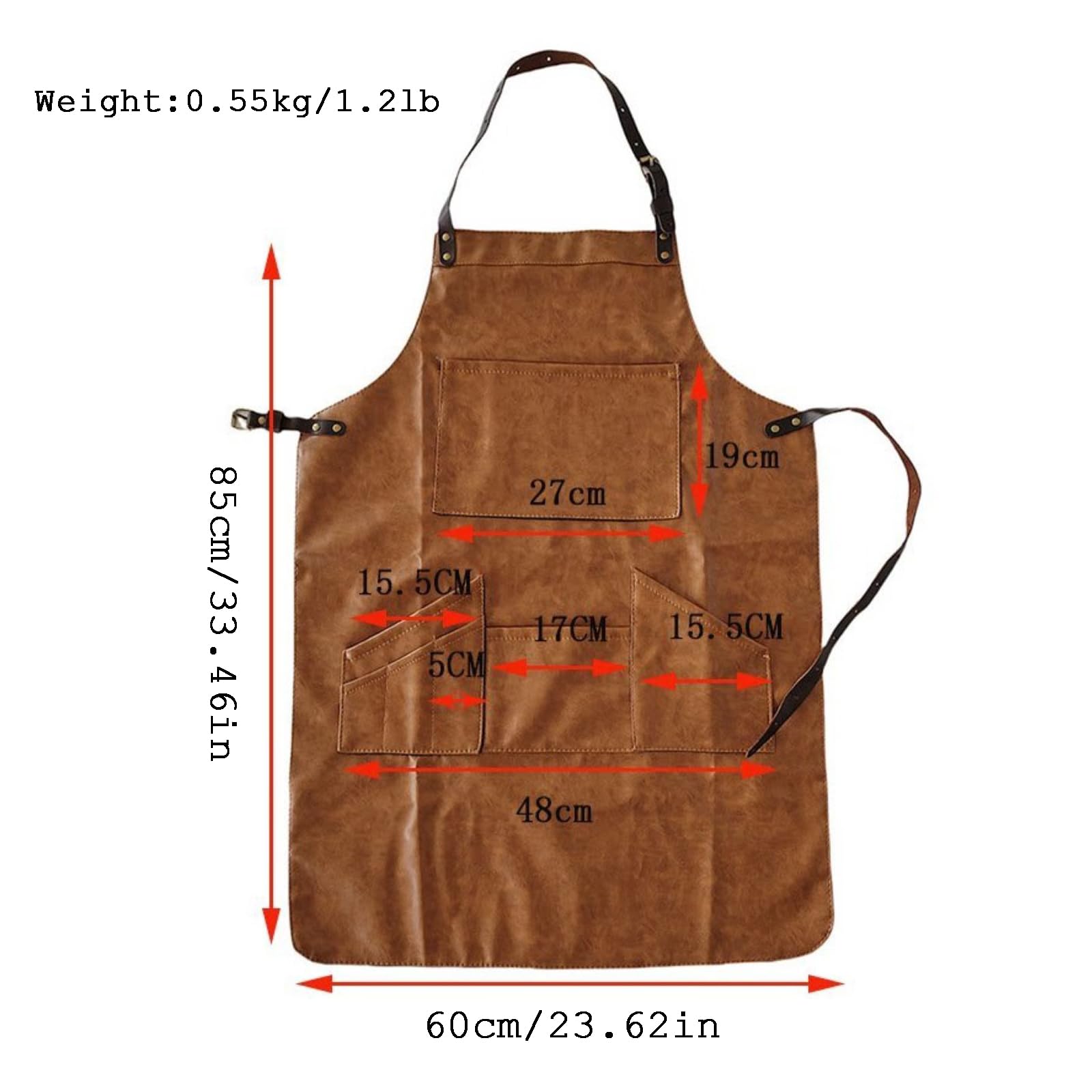 Tabards à poches, Tablier de boucher en cuir PU, poches multicolores, sangles Adj for cuisine, atelier barbecue
