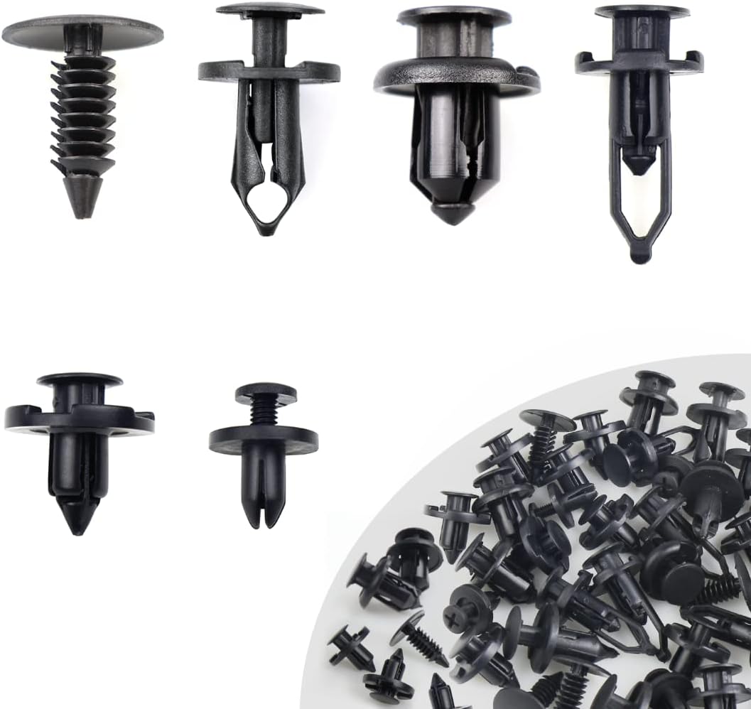 EZYKOO Universal Plastic Fender Clips,200 Pcs Push Bumper Fastener Rivet Clips with 6 Size Auto Body Retainer Clips Bumpers,Car Fender Replacement Compatible with GM, Ford & Chrysler,Honda,Accord