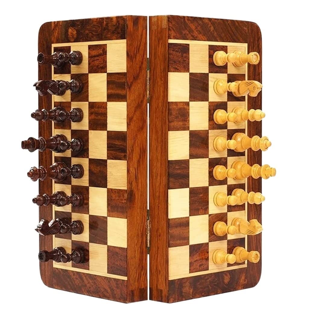 Szachownica Zestaw Do Gry Składana Gra Planszowa Szachy Drewniany Zestaw Z Magnetycznymi Szachami I Drewnianą Szachownicą Z Silnym Magnetyzmem Szachy MięDzynarodowe (Size : 25x25x2cm)