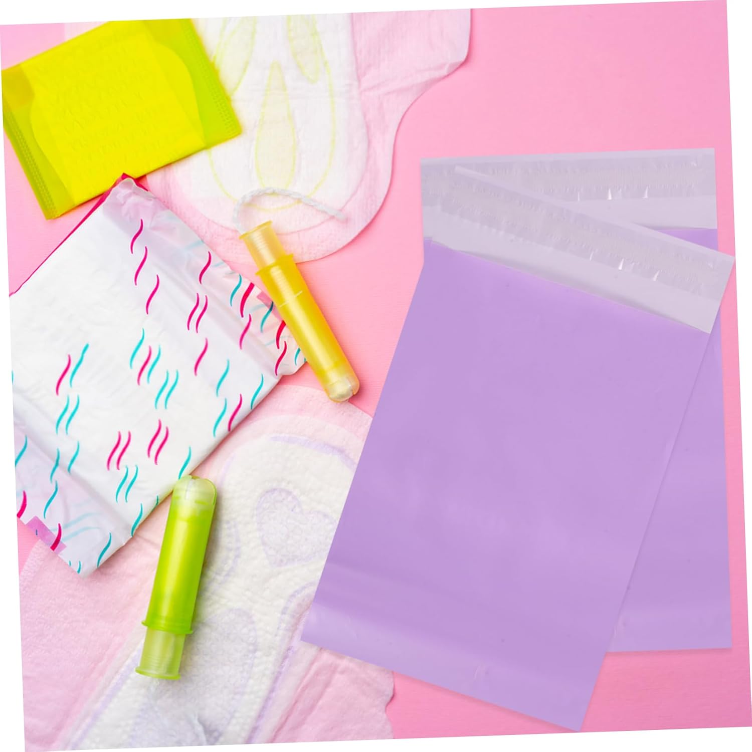 100pcs Purple Plastic Sanitary Pad Disposal Bags with Self Sealing