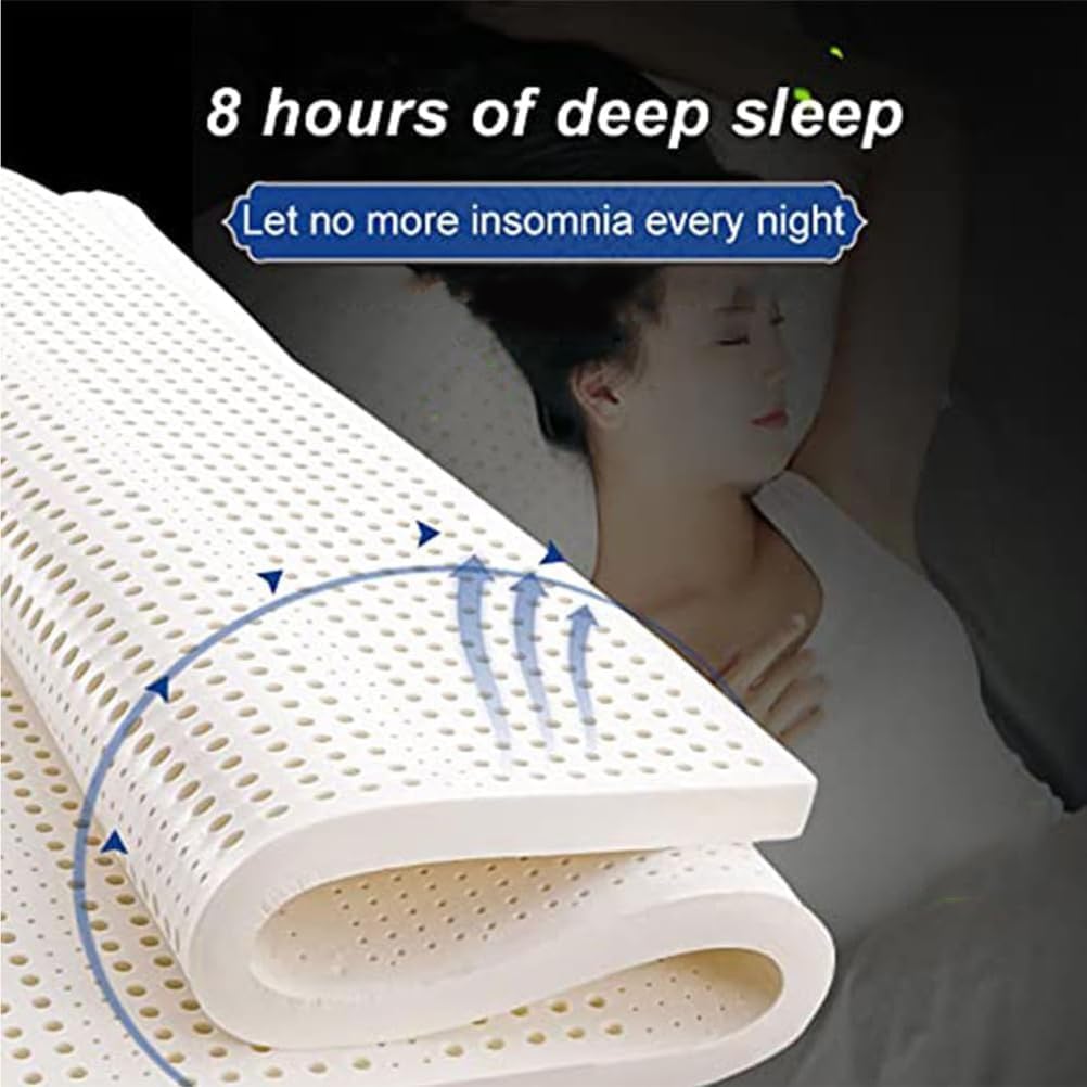 Size Natural Latex Mattress Topper - Medium Firmness for Pressure Relief & Cool Sleep, 2.5cm Thickness, Perfect for Medium Firm Beds, 100x190cm (39x75in)
