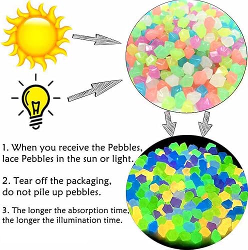 Miniatura 5 de Muzero Piedras que brillan en la oscuridad 100 piedras luminosas para rellenos de jarrones peceras acuarios rocas joyas falsas joyas de plástico