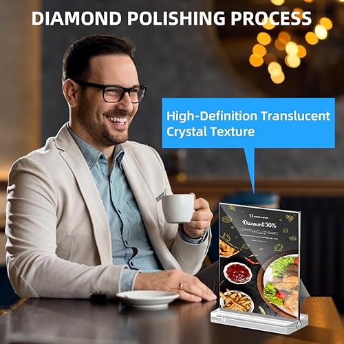 Miniatura 7 de PPH-Sisy Soporte de letrero acrílico de 5 x 7 pulgadas, soporte de exhibición transparente de doble cara, base gruesa y ampliada, en forma de T,